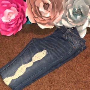 Distressed blue Jeans
